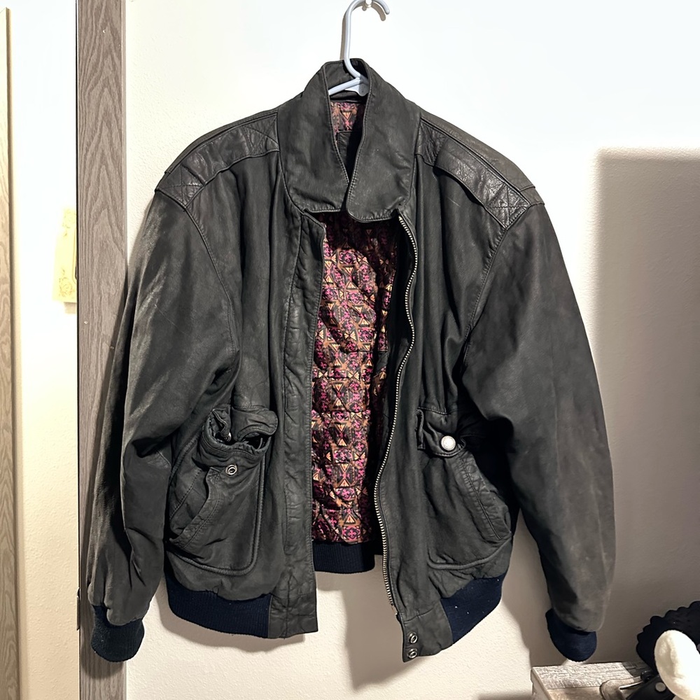 leather bomb jacket